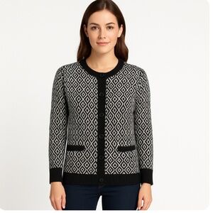 BILLABONG Black White Print Long Sleeve Cardigan Size Medium